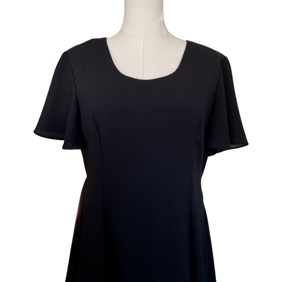 Randi May Collection Womens 10 Dress Black Short Sleeve Pleated Chiffon Overlay - Picture 9 of 10